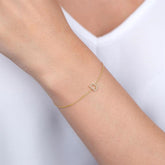 1/20 Ctw Initial 'D' Round Cut Diamond Bracelet in 10K Yellow Gold